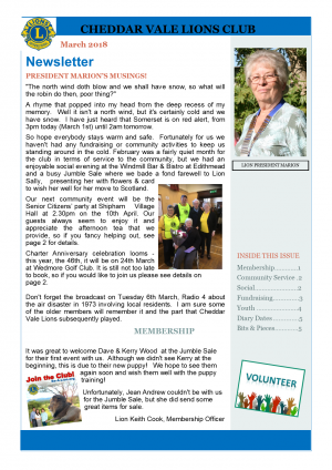 March Newsletter 2018 March Newsletter 2018